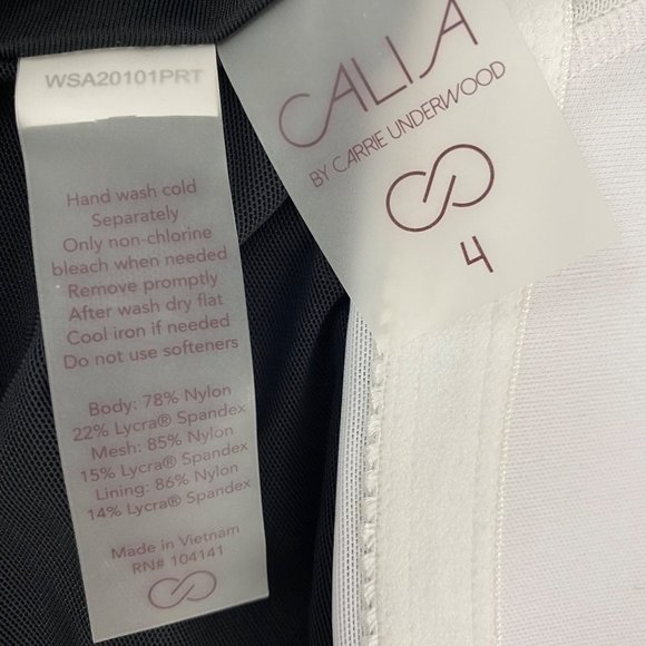 CALIA by Carrie Underwood Black & White Stripe Cross Back One Piece Swimsuit 4 - Picture 9 of 9